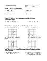 Quadratic unit multiple choice key. Translations Worksheet Docx Translations Worksheet Name Date Color Write A Rule For Each Translation 1 Right 1 Up 2 2 Left 5 Up 7 3 Left 6 Down 5 4 Course Hero