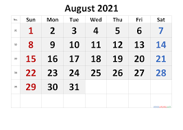 Free Printable August 2021 Calendar In 2020 Calendar Printables Printable Calendar Template March Free Printable Calendar