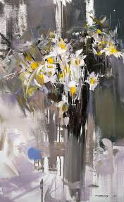 Black And White Wall Painting Flowers Oil Painting Flowers Still Life Painting With Daisies Black And White Wall Art Canvas Floral Painting Ori Flower Canvas Art Floral Painting Flower Painting