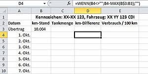 Das programm excel ist ein hilfreiches tool in den verschiedensten situationen. Benzinverbrauch Und Kilometerstand Per Excel Erfassen Und Auswerten Computerwissen De