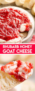 Rhubarb Honey Goat Cheese Appetizer Is An Amazing Recipe With A Whipped Cream Cheese And Goat Cheese Mi In 2020 Cheese Appetizers Goat Cheese Appetizer Rhubarb Recipes