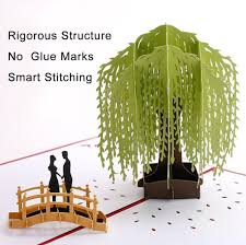 3d Handmade Willow Tree Scene Hollow Sculpture Pop Up Greeting Card Birthday Gift Valentine Day Party Wedding Decoration Cards Invitations Aliexpress