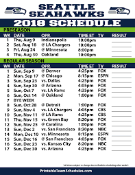 2018 19 Seattle Seahawks Printable Schedule Seattle Seahawks Football Seattle Seahawks Nfl Seahawks