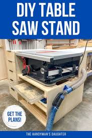 Simple, compact woodworking project with storage. Diy Table Saw Stand With Plans The Handyman S Daughter