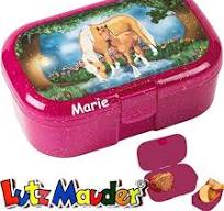 Lutz Mauder Glitzer-Lunchbox * PFERDEZAUBER Plus Wunschname * für Kinder  Brotdose mit Namensdruck | Perfekt für Mädchen | Vesperdose Schule ...