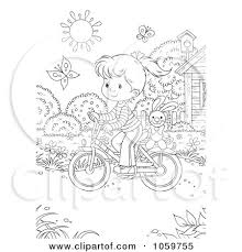 Download and print these bike riding coloring pages for free. Royalty Free Clip Art Illustration Of A Coloring Page Outline Of A Girl Riding A Bicycle By Alex Bannykh 1059755