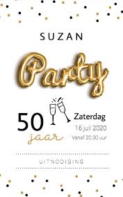 Hippe Verjaardagskaart Voor 50 Jaar Met Ballonletters En Stippen Gebruik Deze Kaart En Maak Hiervan Zelf Verjaardagsuitnodiging Verjaardagskaart Uitnodiging