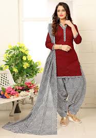 Printed Cotton Punjabi Suit In Maroon Cotton Dress Pattern Indian Cotton Dress Pattern Punjabi Dress Design