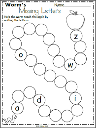 Each page of our alphabet preschool printables contains a few simple tasks that will help your child learn. Worm S Missing Letters Worksheet For Kindergarten Madebyteachers Letter Worksheets Kindergarten Alphabet Worksheets Kindergarten Alphabet Worksheets Preschool