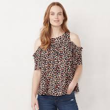 Petite Lc Lauren Conrad Ruffle Cold Shoulder Top In 2019