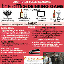 The Office Drinking Game Season 5 Extra Rules The Office Drinking Game Drinking Games Tv Show Drinking Games