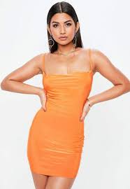 Missguided Petite Orange Slinky Cowl Dress Petite Outfits Short Orange Dress Petite Evening Gowns