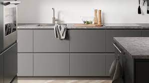 For a statement accent colour, choose to match light or dark grey with black or white for a striking look. Voxtorp Dark Grey Kitchen For A Clean Look Ikea