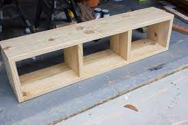 I used this jig on the side pieces and on the end grain of the stretchers. Diy Aztec Patterned Storage Bench Behrbox Challenge Reveal Erin Spain