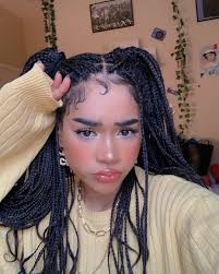 One that has become more popular recently is braids with shaved sides. Keeahwah Cute Box Braids Hairstyles Girls Hairstyles Braids Aesthetic Hair