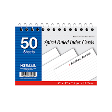 Maybe you would like to learn more about one of these? Bazic 50 Ct Spiral Bound 3 X 5 Ruled White Index Card Bazic Products