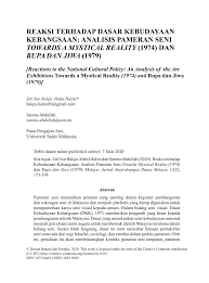 Kongres lima hari anjuran kementerian kebudayaan belia dan sukan ini telah dihadiri seramai 1000 orang tetamu termasuk menteri. Pdf Reaksi Terhadap Dasar Kebudayaan Kebangsaan Analisis Pameran Seni Towards A Mystical Reality 1974 Danrupa Dan Jiwa 1979