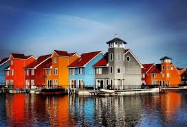 Colorful Houses Reitdiephaven Groningen Netherlands Paesaggi Luoghi Paesi Bassi