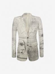 Men S Ivory Black John Deakin Jacquard Tailored Jacket Alexander Mcqueen Tailored Jacket Jackets Alexander Mcqueen