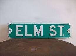 Vintage Street Sign Elm St Original Metal Street Sign Etsy Street Signs Nightmare On Elm Street Elm