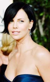 Short Black Hair Charlize Theron Golden Globes 2005