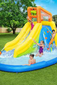 Bestway H2o Go Mount Splashmore Mega Inflatable Water Park Big Lots In 2021 Backyard Water Fun Kids Water Slide Inflatable Water Park