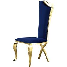 I bought four for a fun seating area next to our kitchen! Best Quality Furniture Dining Seating Sc112 Dining Chair Navy Blue Gold Chairs From Gail S Furniture