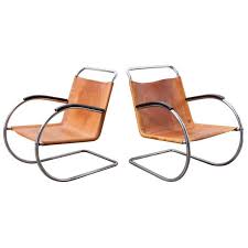 Pair Of Bauhaus Style Leather And Chrome Lounge Chairs Bauhaus Chair Bauhaus Style Chair