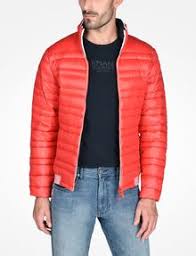 Blue feather down hooded puffer jacket from armani exchange featuring logo print to the rear, padded design, classic hood, long sleeves, front button fastening and belted waist. Armani Exchange Bicolor Stand Collar Puffer Puffer Jacket For Men A X Online Store