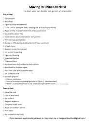 Moving To China Checklist Moving To China From Usa China Travel Moving To China Business Travel