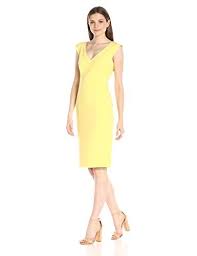 Black Halo Daisy Yellow Sheath Dress Womansindex Com Striped Pencil Dress Dresses Sheath Dress