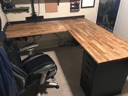 Make your own small custom sized sitting or standing desk with just 3 ikea pieces and a couple not many desks work properly with a corner missing. Check Out My Ikea Desk Build Album On Imgur