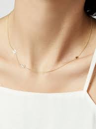 Maya Brenner 14k Gold Asymmetrical Charm Necklace Initial Necklace Gold Silver Necklace Statement Initial Necklace