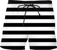 Black And White Striped Shorts Mens Classic Jail Prisoner Stripes Pattern Men Swim Shorts Black And White Trunks Black And White Outfit For Men Man Swimming Swim Shorts