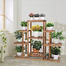 Brynja Rectangular Multi Tiered Plant Stand In 2021 Wooden Plant Stands Indoor Plant Decor Indoor House Plants Decor