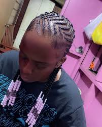 Short Zig Zag Plait Back With Beads #neatbraids #braidstyles #shorthair  #cutestyles #cleanparts #hairtransformation