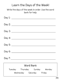 days of the week worksheets printables 50 free pages printabulls