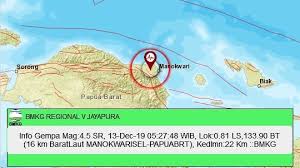 Jika gempa tektonik ini terjadi di laut maka bisa berpotensi terjadinya tsunami. Gempa Tektonik 4 5 Magnitudo Guncang Manokwari Papuakita Com