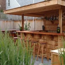 Cool Idea For An Outdoor Wooden Bar With An Overhang Diy Outdoor Bar Outdoor Patio Bar Backyard Bar