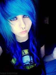 The emo blue hair color scheme palette has 5 colors which are star command blue (#007eb4), cyan cornflower blue (#1592ca), battery charged blue (#25acdf), picton blue (#34bff0) and picton blue (#4bc8f4). Blue Hair Girl And Hair Image 331760 On Favim Com