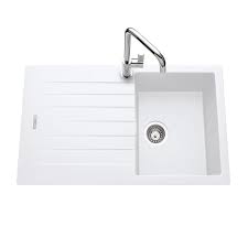 Evier A Encastrer Albey 1 Bac 1 Egouttoir Reversible En Granit Blanc Cuisissimo Granit Blanc Evier Evier En Granit