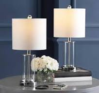 JONATHAN Y Abner 21 in. Chrome Glass Modern Contemporary USB Charging LED  Table Lamp JYL8500C-SET2