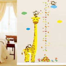 Cartoon Measure Wall Stickers For Kids Rooms Giraffe Monkey Height Chart Ruler Decals Nursery Home Decor For Children Room Home Decor Wall Stickers