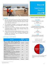 Pregnant and breastfeeding women with ebola should be offered early supportive care. Unicef Burundi Ebola Situation Report 2 20 September 2019 Burundi Reliefweb