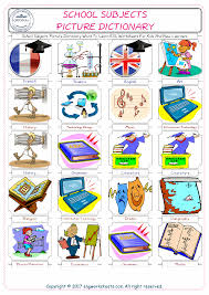School Subjects Picture Dictionary Word To Learn Esl Worksheets For Kids And New Learners School Subjects Vocabulary Worksheets Picture Dictionary