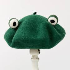 Black And Yellow Frog Animal Crossing Cute Funny Frog Beret Yv40104 Beret Fashion Green Hats