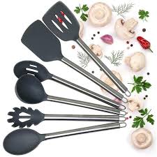Silicone is heat resistant up to 450. Cooking Utensils 26 Piece Kitchen Utensils Set Cooking Tools Stainless Steel Nylon Gadgets Home Garden