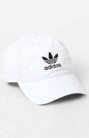 Give Your Casual Style An Upgrade With The Adidas Relaxed White Strapback Dad Hat This Baseball Cap Boasts An Embroidered Logo Across The Dad Hats Hats Adidas