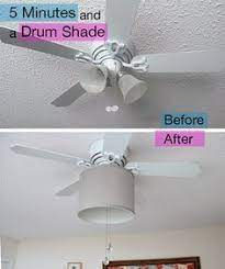 Add A Drum Shade To Your Ceiling Fan In 5 Minutes Ceiling Fan Diy Bedroom Lighting Diy Ceiling Fan Makeover