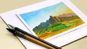 hello everybody welcome to amro art studio channel كيف ترسم جبال بالالوان رسم منظر طبيعى سهل بالألوان المائية تتعلم الرسم بالالوان المائية كيف ترسم منظر طبي art